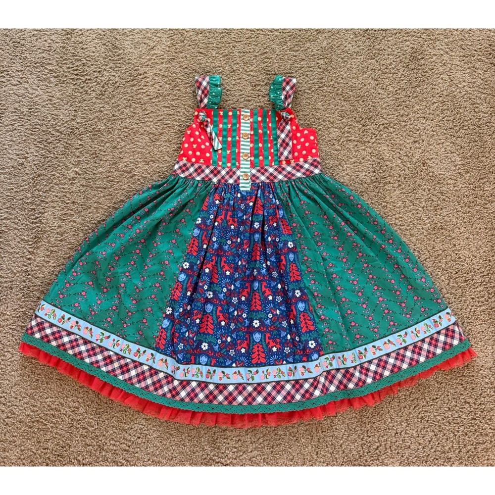 Matilda Jane Goodness Gracious Patchwork Floral Plaid Dress Girls 12 24051D